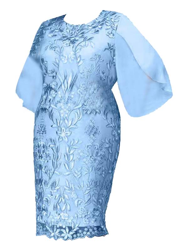 Women Mother of Bride Dress Embroidered Plus Size Cocktail Dress thumb