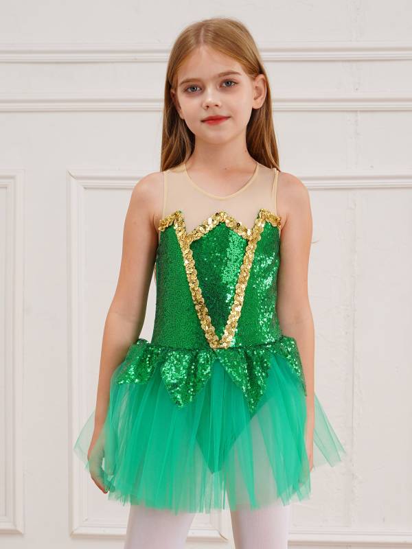Kids Girls Sleeveless Sequins Mesh Tutu Dress Fairy Costume thumb