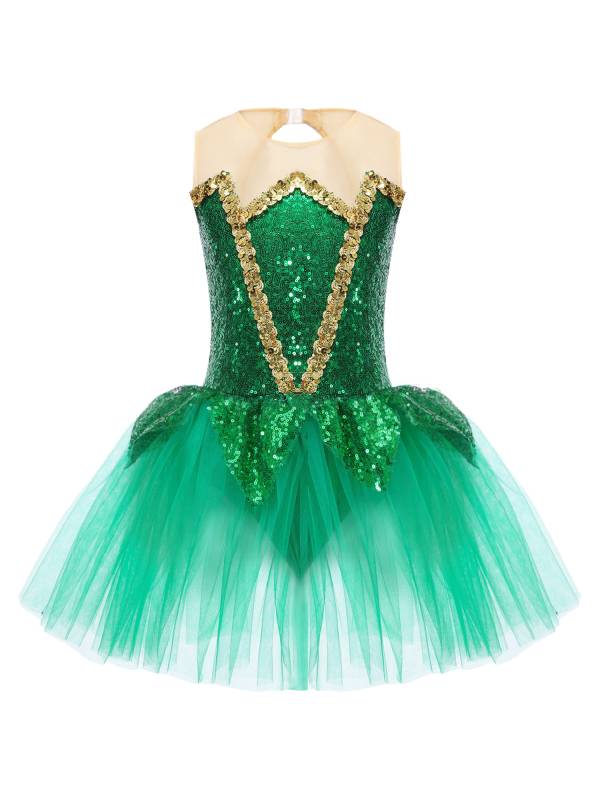 Kids Girls Sleeveless Sequins Mesh Tutu Dress Fairy Costume thumb
