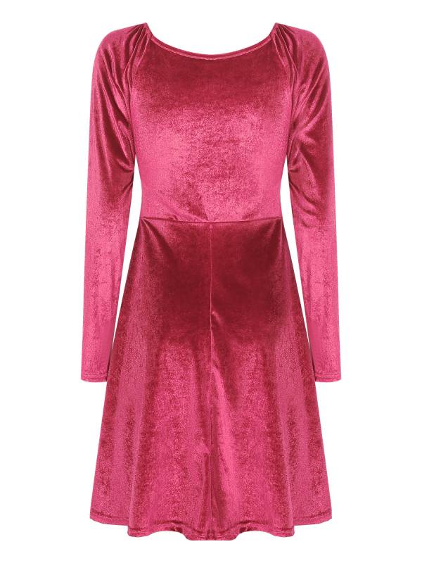 Women Velvet V Neck Long Sleeve Cocktail Dress thumb