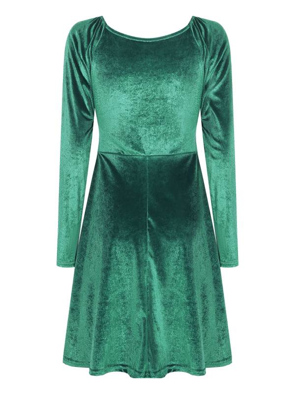 Women Velvet V Neck Long Sleeve Cocktail Dress thumb