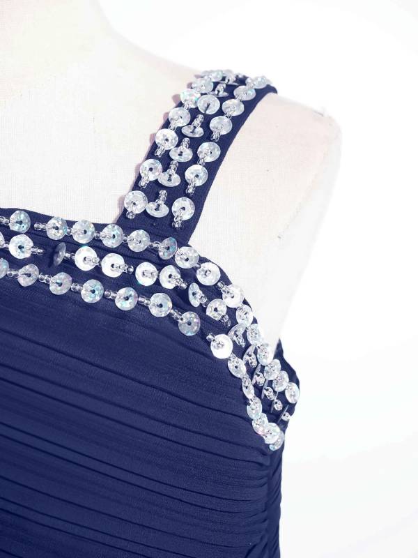Kids Girls Sparkly Sequin Chiffon Dress Sleeveless High-Low Flower Girl Dress thumb