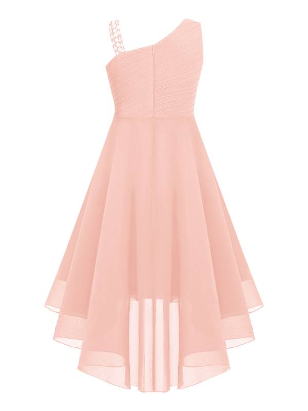 Kids Girls Sparkly Sequin Chiffon Dress Sleeveless High-Low Flower Girl Dress thumb
