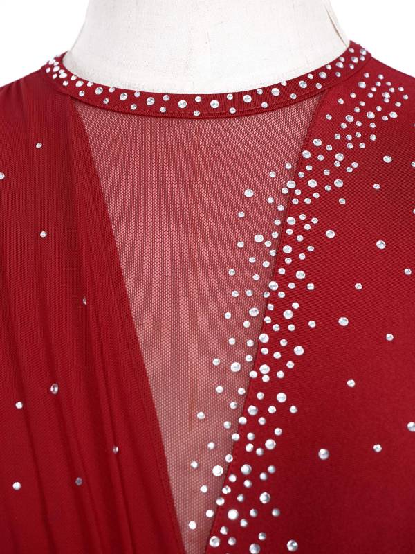 Women Sleeveless Rhinestone Figure Skating Lyrical Dance Dresses thumb