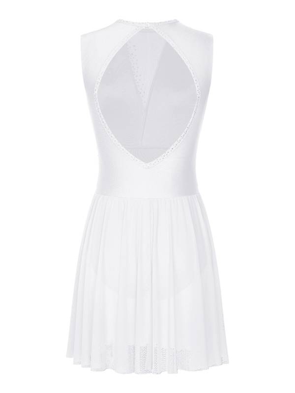 Women Sleeveless Rhinestone Figure Skating Lyrical Dance Dresses thumb
