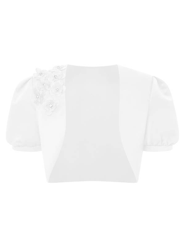 Kids Girls Puff Sleeve3D Applique Bolero Flower Girls Shrug thumb