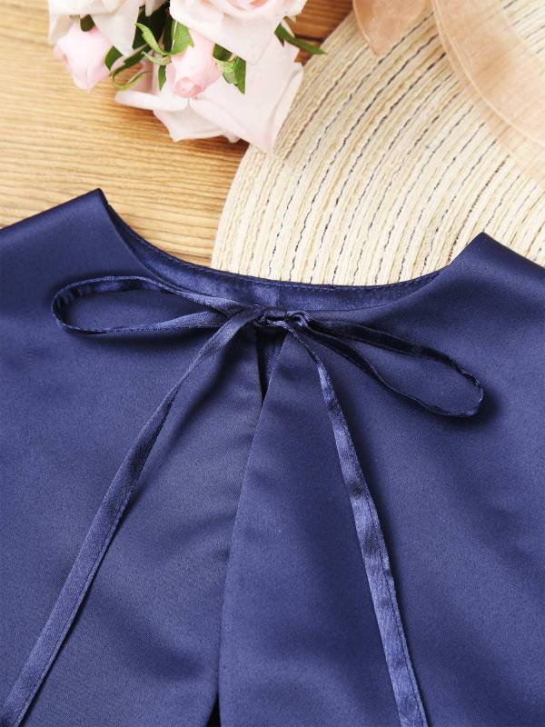 Kids Girls Stain Long Sleeve Bow Lace-up Crop Cardigan Solid Bolero thumb