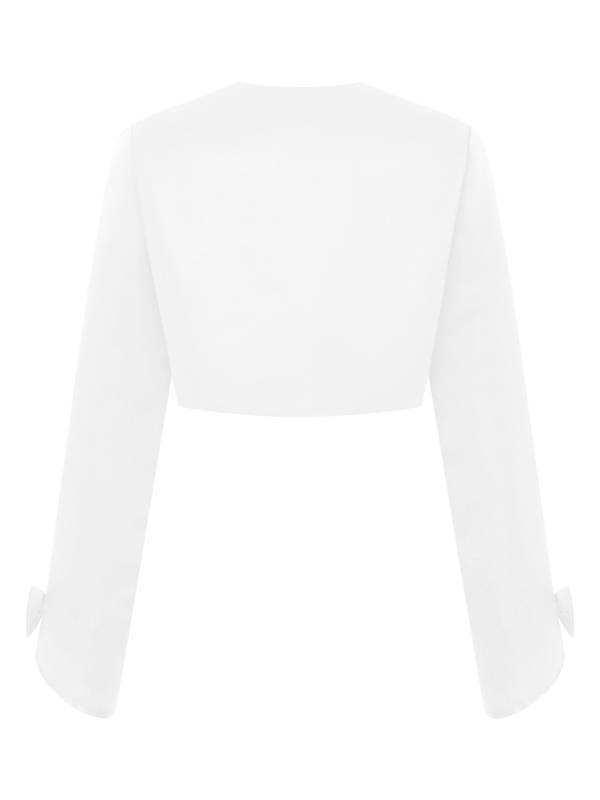 Kids Girls Stain Long Sleeve Bow Lace-up Crop Cardigan Solid Bolero thumb