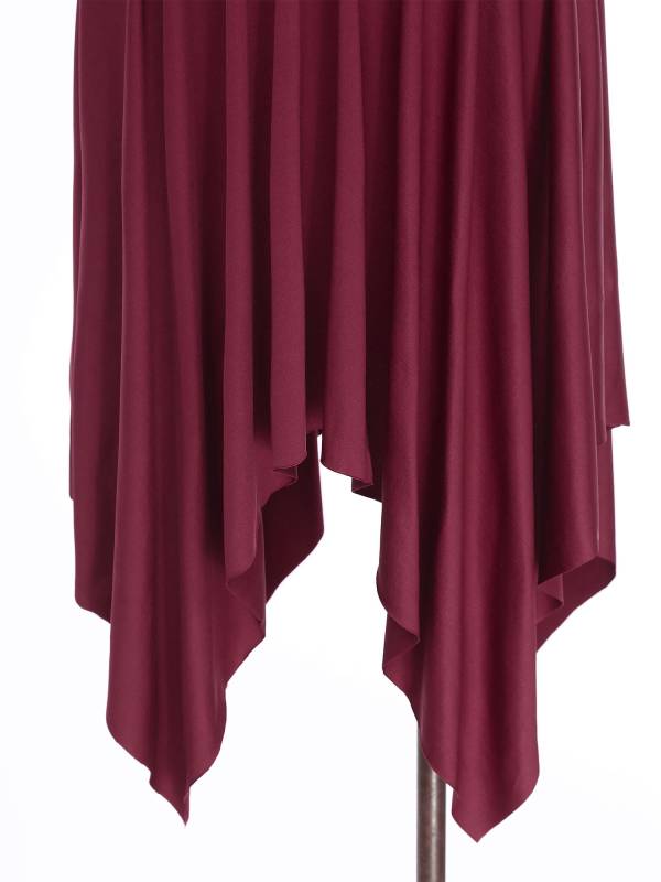 Women Metallic Mock Neck Sleeveless Asymmetrical Worship Dance Dress thumb