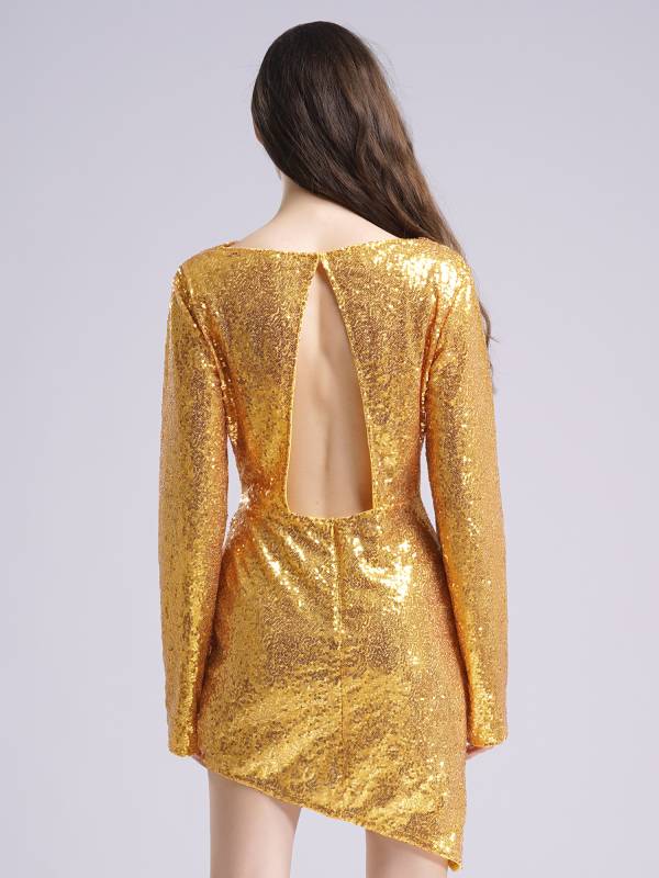 Women Sequin Cocktail Dress Long Sleeve Bodycon Pencil Dress thumb