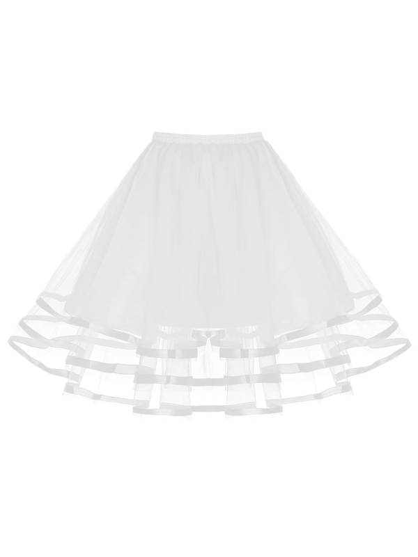Women Tiered Tulle Underskirt Hoopless Puff A-line Petticoat thumb