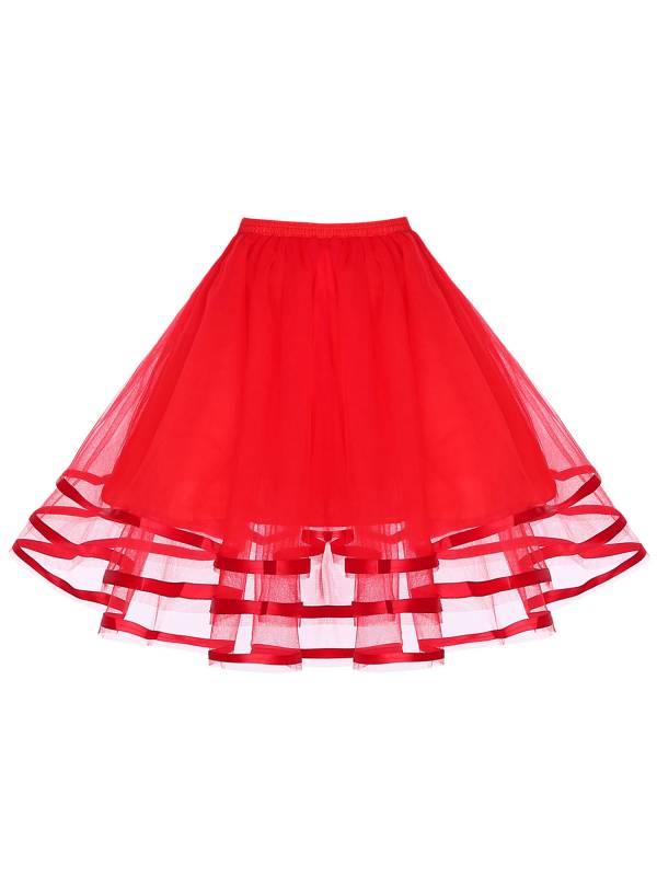 Women Tiered Tulle Underskirt Hoopless Puff A-line Petticoat thumb