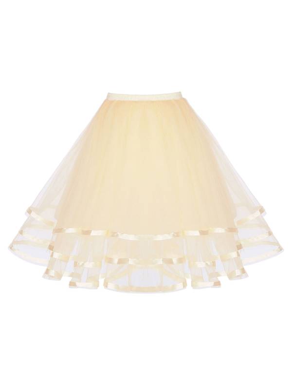 Women Tiered Tulle Underskirt Hoopless Puff A-line Petticoat thumb