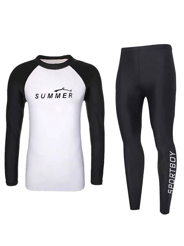 Kids Boys 2pcs Long Sleeve Swim Top and Trousers Set Surfing Suit thumb