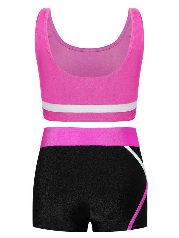 Kids Girls 2pcs Sleeveless Vest Top with Shorts Sports Set for Gymnastics Yoga thumb