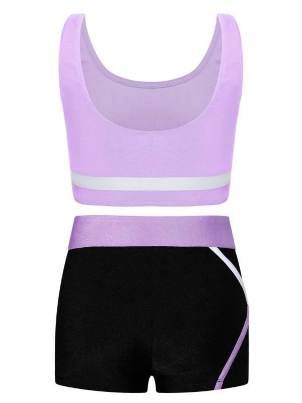 Kids Girls 2pcs Sleeveless Vest Top with Shorts Sports Set for Gymnastics Yoga thumb