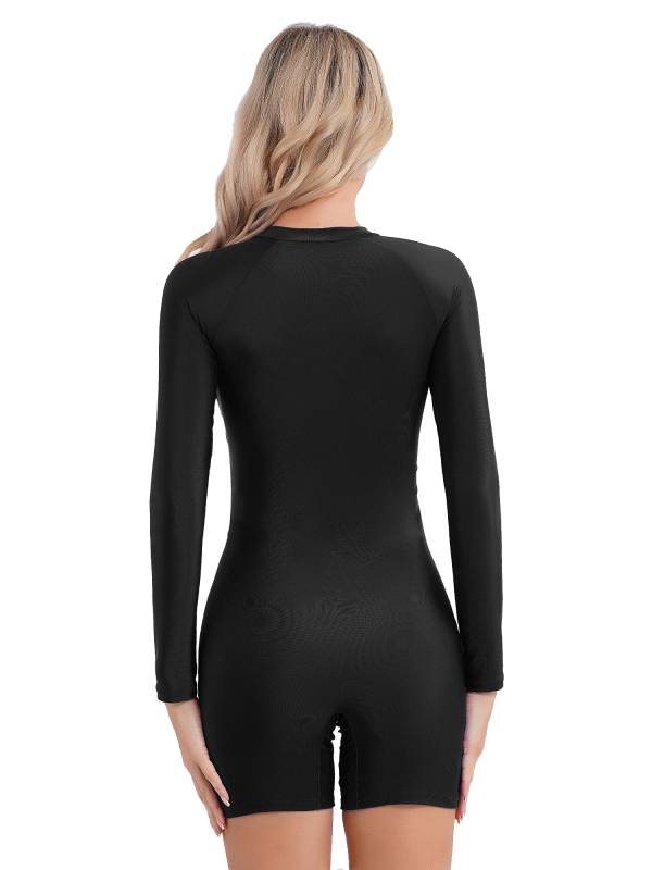 Women Long Sleeve Front Zipper One-piece Swimsuit thumb
