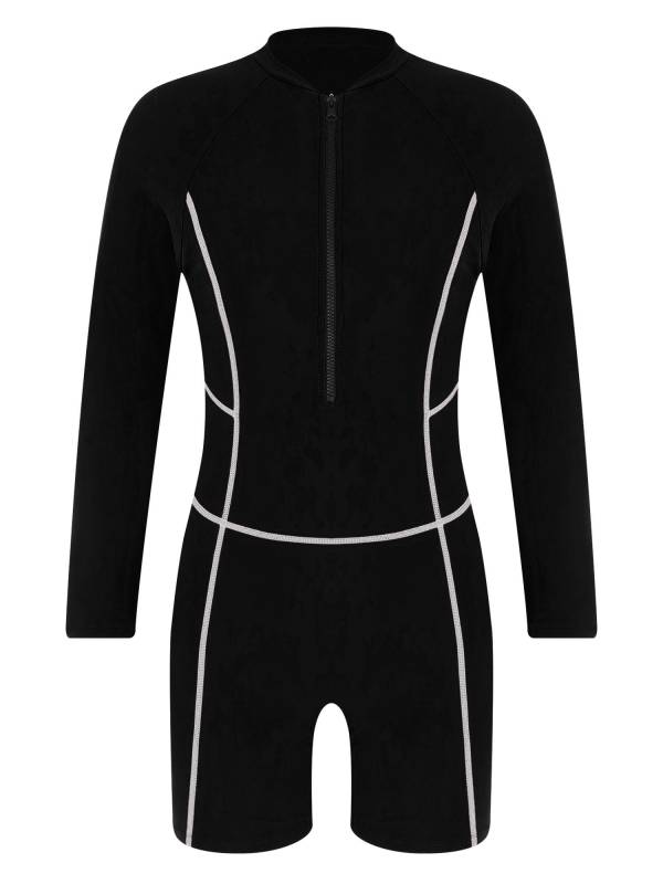 Women Long Sleeve Front Zipper One-piece Swimsuit thumb