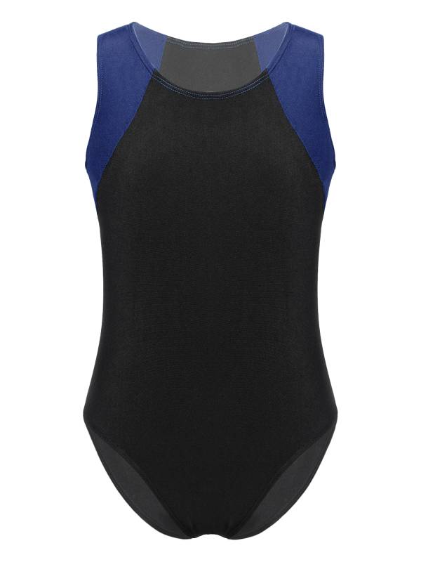 Kids Boys Sleeveless Round Neck Colorblock Gymnastic Leotard thumb