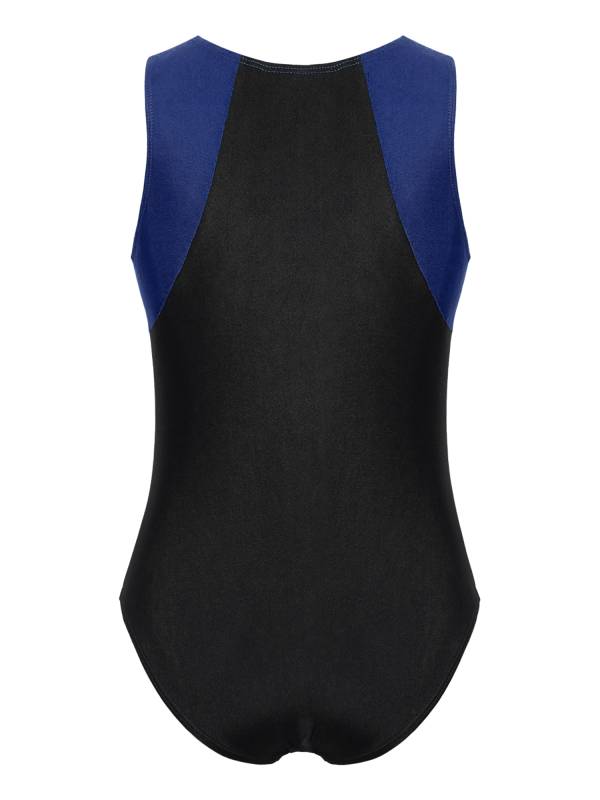 Kids Boys Sleeveless Round Neck Colorblock Gymnastic Leotard thumb