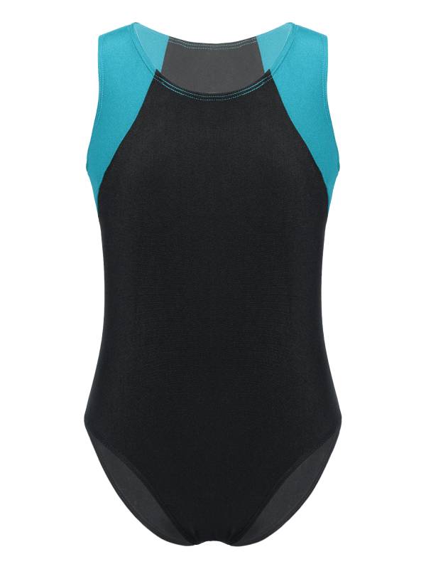 Kids Boys Sleeveless Round Neck Colorblock Gymnastic Leotard thumb