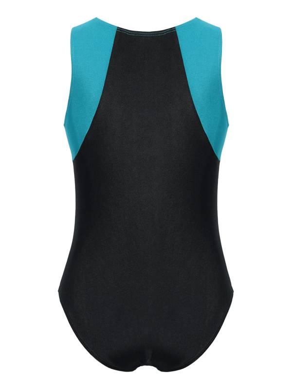 Kids Boys Sleeveless Round Neck Colorblock Gymnastic Leotard thumb