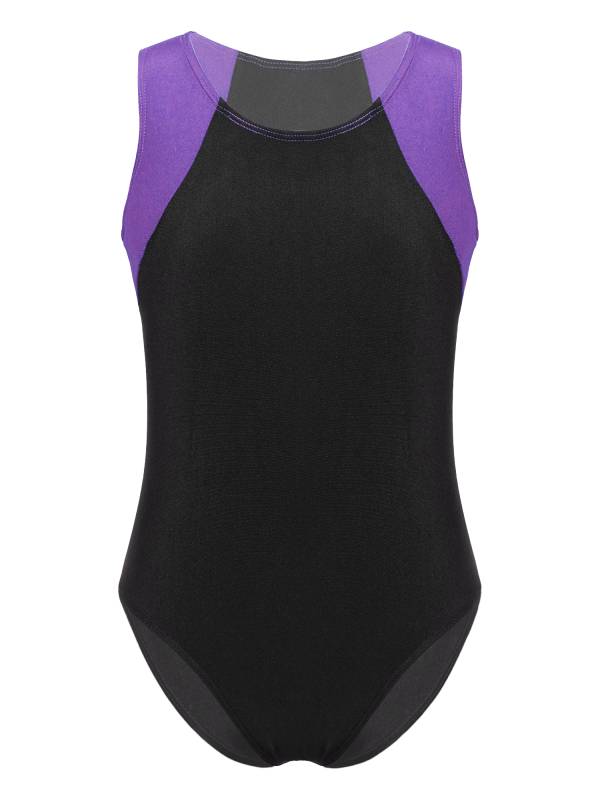 Kids Boys Sleeveless Round Neck Colorblock Gymnastic Leotard thumb