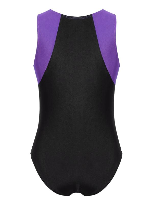 Kids Boys Sleeveless Round Neck Colorblock Gymnastic Leotard thumb