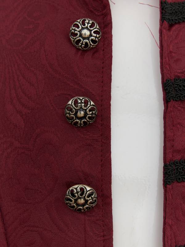 Boys Stand Collar Long Sleeve Embroidery Button Medieval Vintage Costume Coat thumb