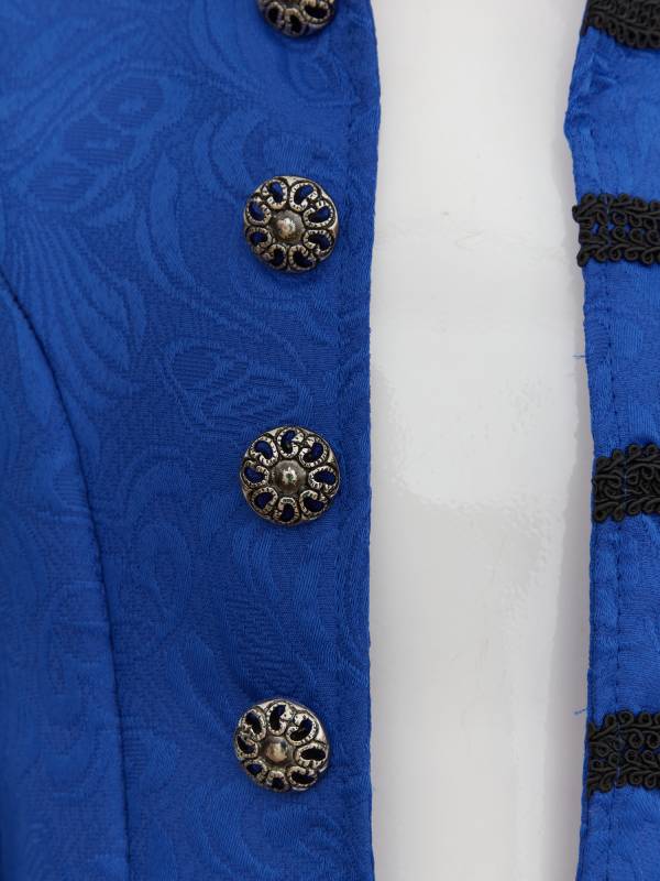 Boys Stand Collar Long Sleeve Embroidery Button Medieval Vintage Costume Coat thumb