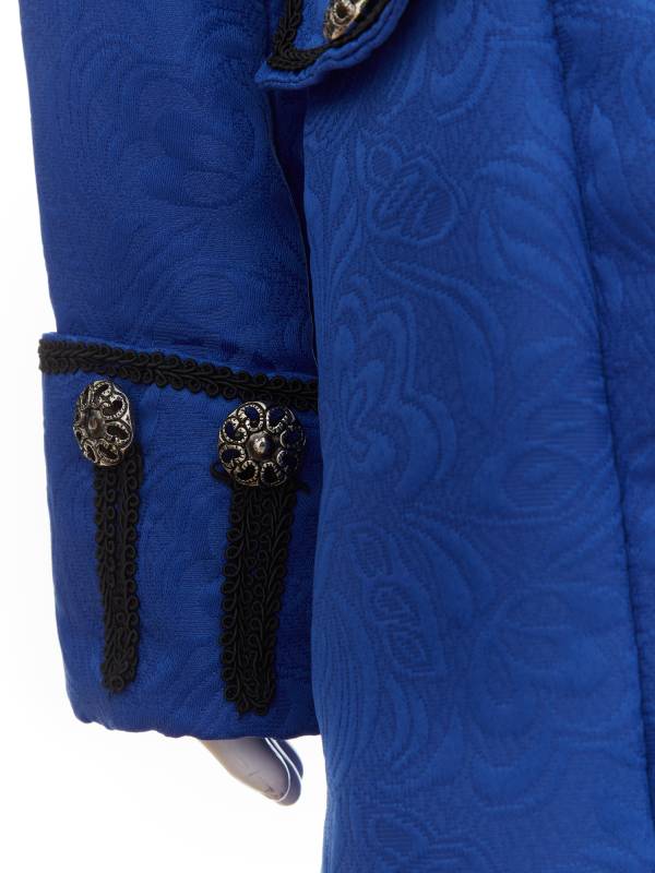 Boys Stand Collar Long Sleeve Embroidery Button Medieval Vintage Costume Coat thumb
