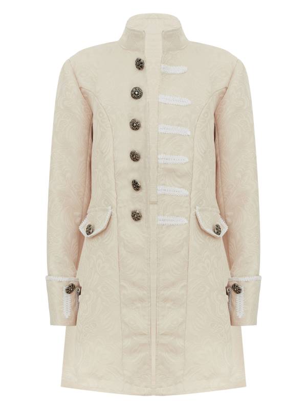 Boys Stand Collar Long Sleeve Embroidery Button Medieval Vintage Costume Coat thumb