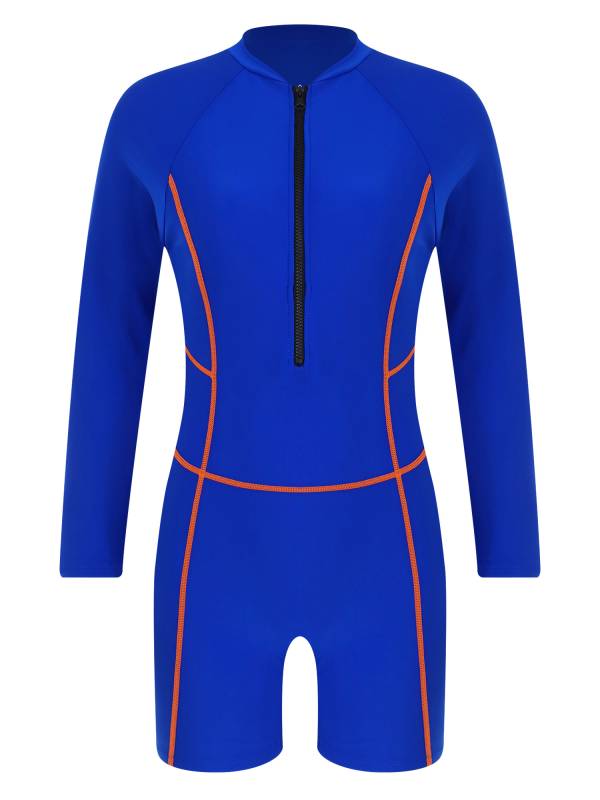Women Long Sleeve Front Zipper One-piece Swimsuit thumb