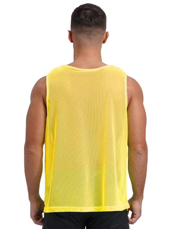 Men Hollow Out Mesh Round Neck Sleeveless Training Tank Top thumb