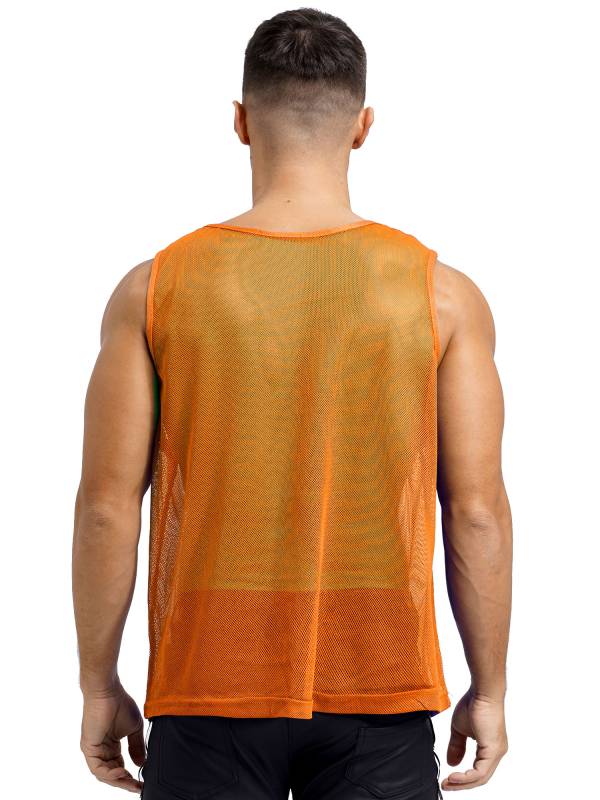 Men Hollow Out Mesh Round Neck Sleeveless Training Tank Top thumb