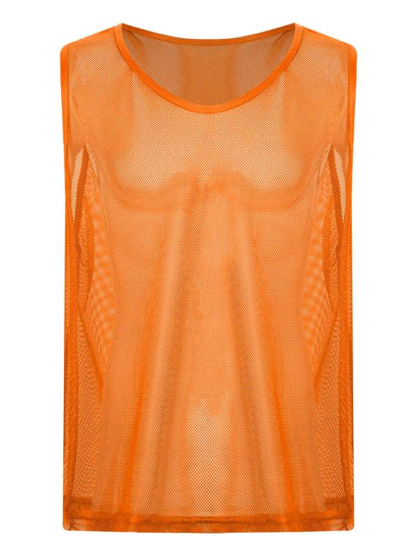 Men Hollow Out Mesh Round Neck Sleeveless Training Tank Top thumb