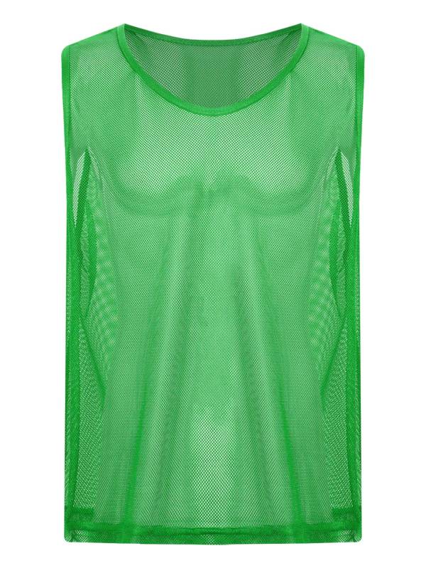 Men Hollow Out Mesh Round Neck Sleeveless Training Tank Top thumb