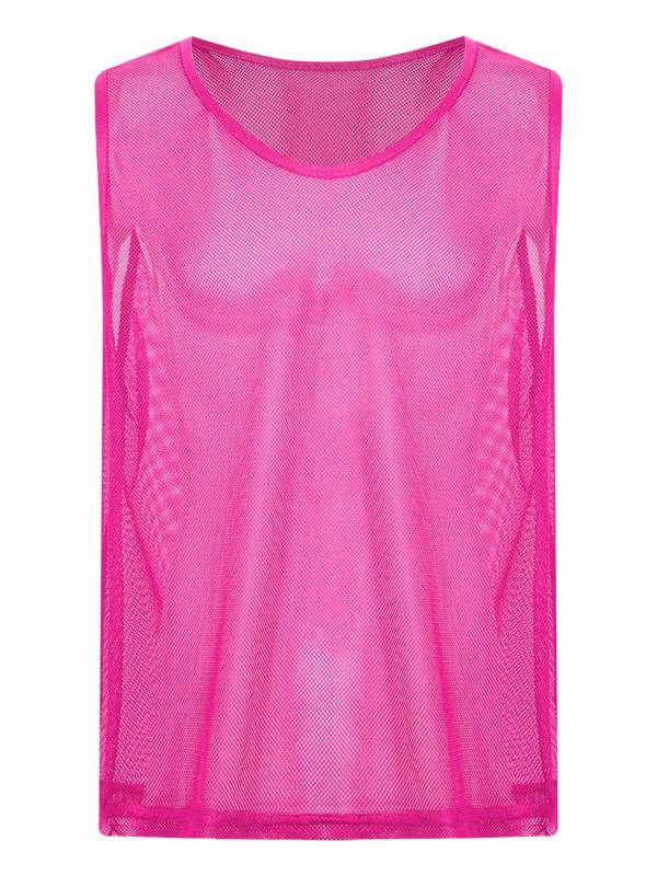 Men Hollow Out Mesh Round Neck Sleeveless Training Tank Top thumb