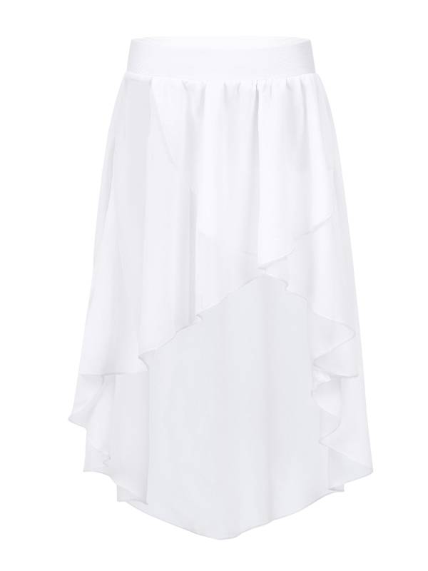 Kids Girls Sleeveless Rhinestones Crop Top and Chiffon Skirt Skating Set thumb