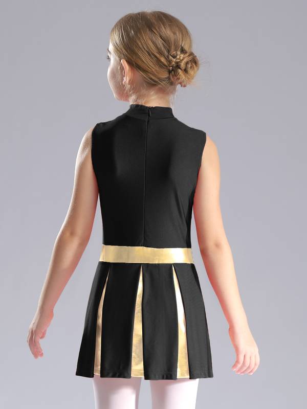 Kids Girls Mock Neck Sleeveless Letter Print A-line Dress for Cheerleading Dance thumb