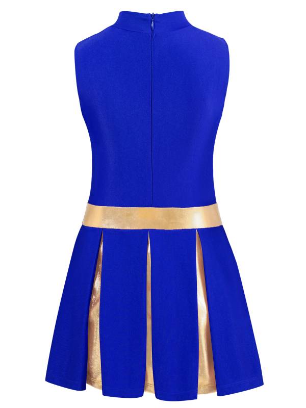 Kids Girls Mock Neck Sleeveless Letter Print A-line Dress for Cheerleading Dance thumb