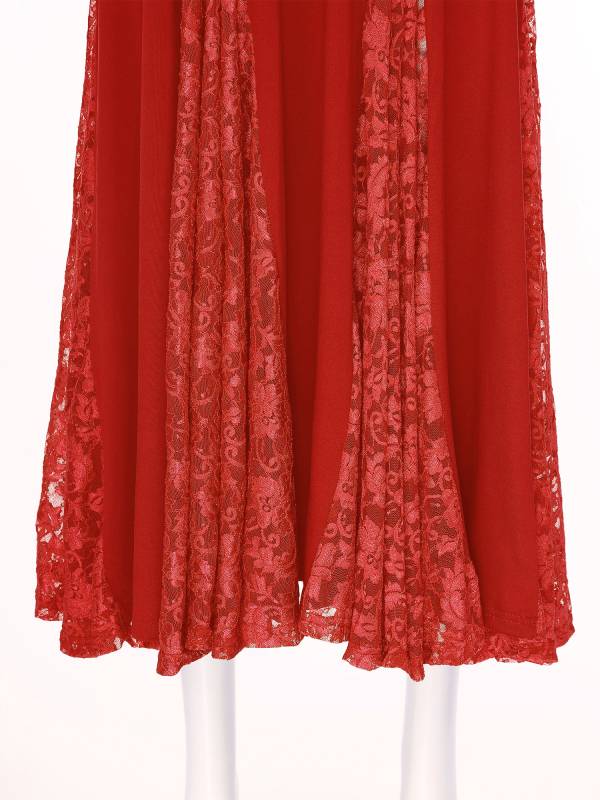 Women Long Sleeve Lace Ballroom Dance Dress thumb