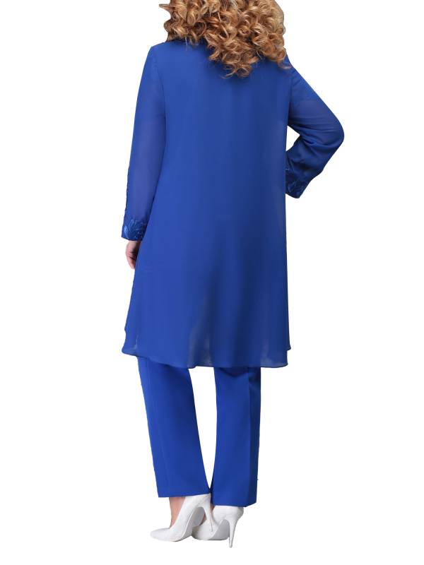 Women 3-Piece Wedding Guest Shirt Embroidered Cardigan and Pants Suits thumb