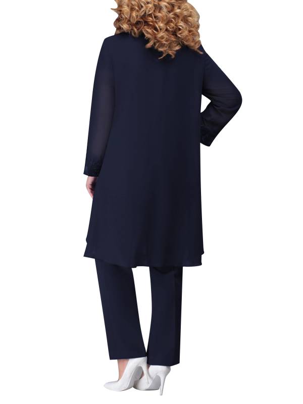 Women 3-Piece Wedding Guest Shirt Embroidered Cardigan and Pants Suits thumb