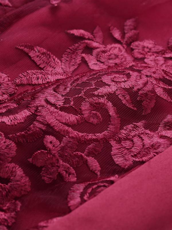 Women Elegant Embroidered Lace Half Sleeve Plus Size Cocktail Dress thumb