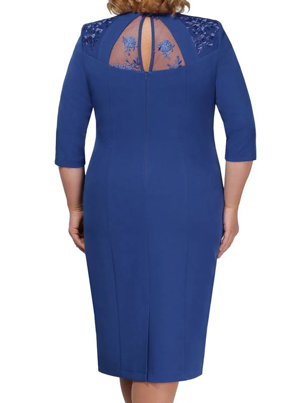 Women Elegant Embroidered Lace Half Sleeve Plus Size Cocktail Dress thumb