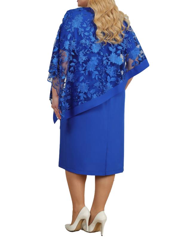 Women Fake 2-piece Cap Sleeve Embroidered Mother of Bridal Dress thumb