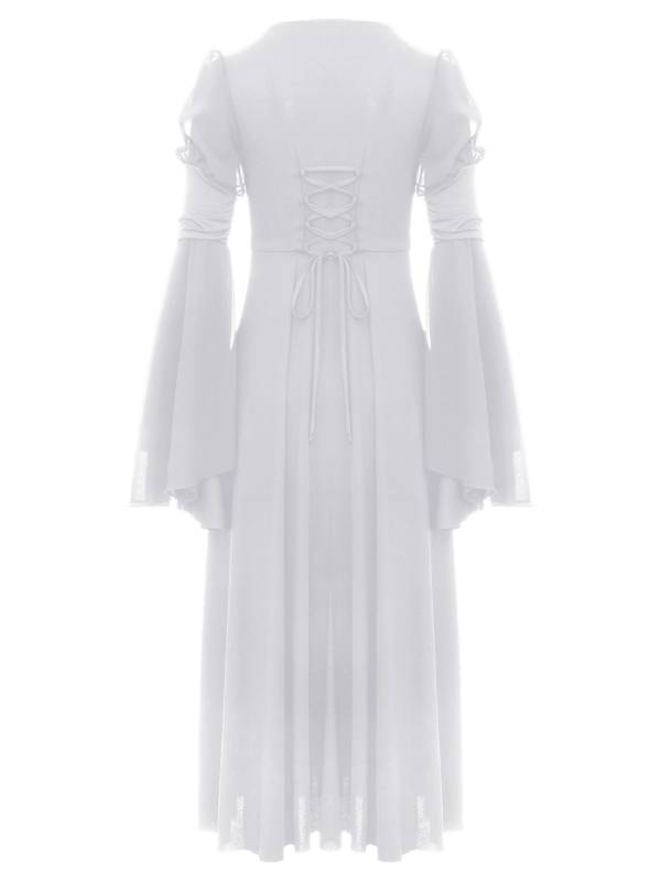 Kids Girls Renaissance Medieval Costume Long Sleeve Bell Sleeves Princess Dress thumb