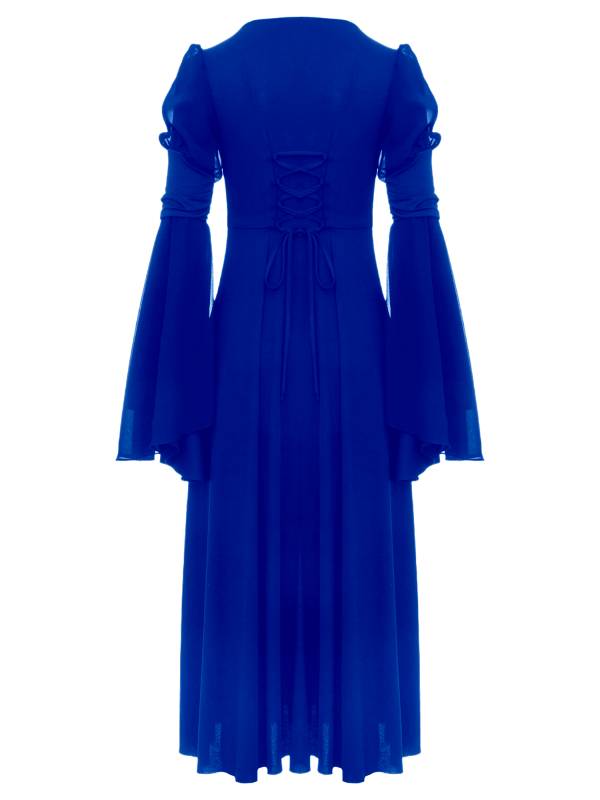 Kids Girls Renaissance Medieval Costume Long Sleeve Bell Sleeves Princess Dress thumb