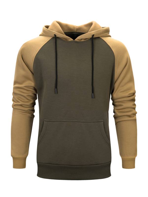 Men Long Sleeve Colorblock Hooded Pullover Sweatshirt for Workout thumb